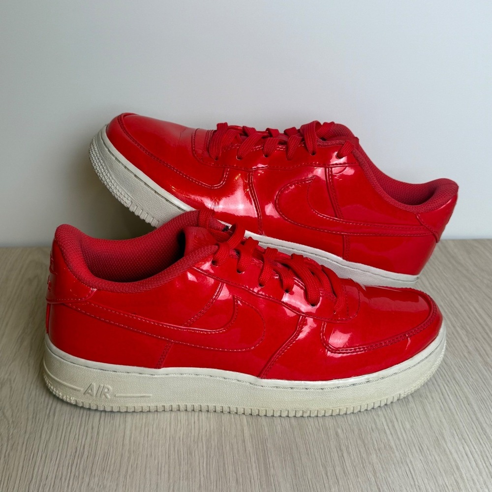 Red Patent Leather Sneakers Nike Air Force 1 Low 7Y Y2K Steetwear